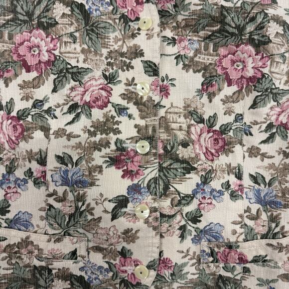 Vtg Women's Tapestry Vest Medium 90s Light Floral Cottagecore Renfaire Romantic - Picture 2 of 8